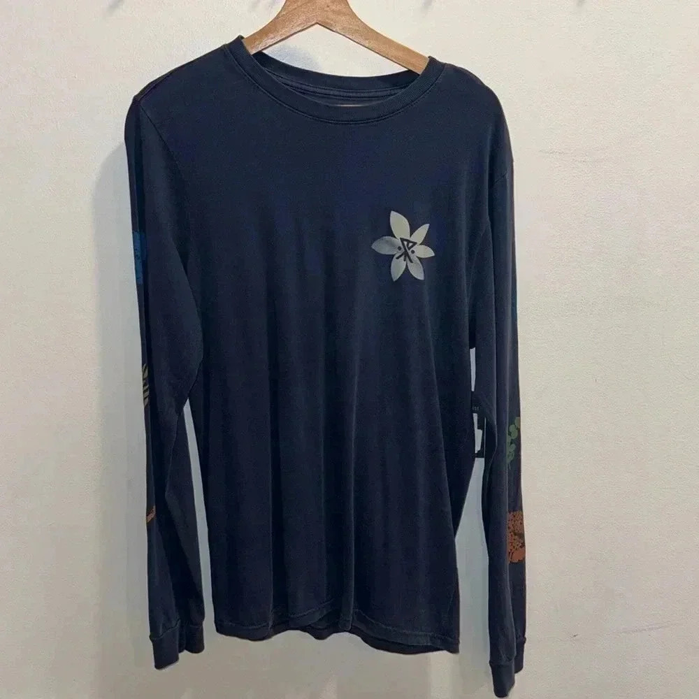 Roark Xerox Floral Long Sleeve Premium Tee - Blue - Size Small